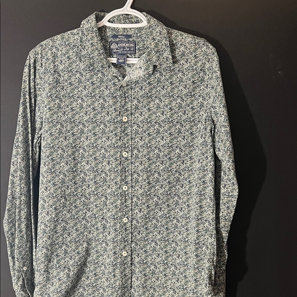 American Rag Men's Green Patterned Shirt